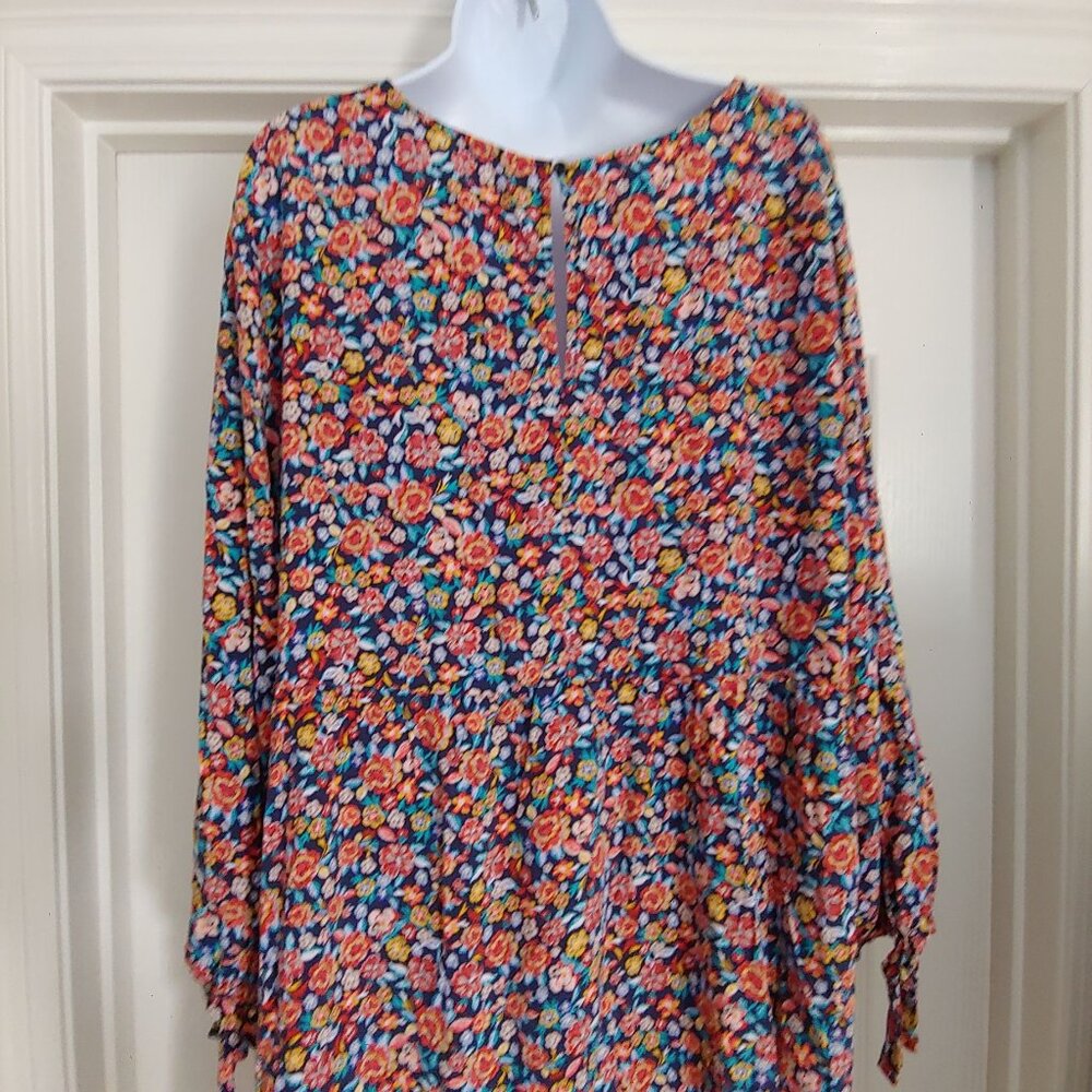 Old Navy Floral Colorful Flowy Boho Long Sleeve Modest Dress XXL - Picture 11 of 14